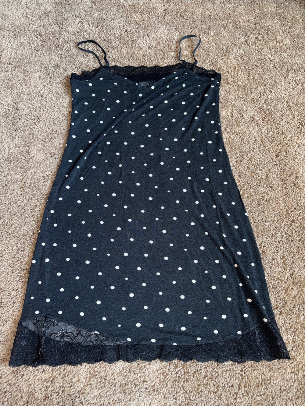 Extreme intimo black and white polka dot nightgown